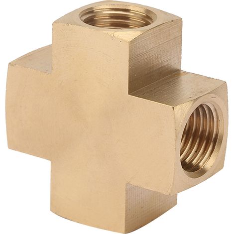 1/4'' FNPT Brass Pipe Fitting Adapter 4 Way Equal Female Connector Industrial Tool (1/5)