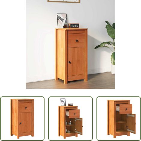 Holz Sideboard - Sideboard Wachsbraun 39 x 34,5 x 80 cm Massives Kiefernholz (1/5)
