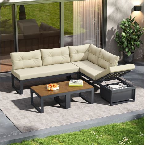 canapé salon modulable rangement inclinable beige HAVRYA (1/5)