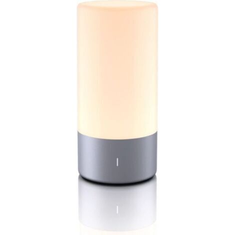 Lampe de chevet LED avec commande tactile, luminosité réglable (lumière chaude blanche) et 256 couleurs RVB – veilleuse design pour chambre à coucher, lampe de lecture et bureau – gris
