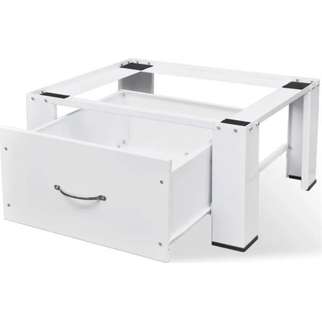 Socle pour machine à laver avec tiroir – Acier blanc – Capacité 100 kg – Dimensions 63x54x31 cm – Antidérapant et caoutchouté – Fimei (1/4)