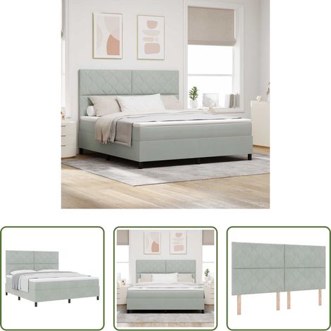 vidaXL Stoffbett - Boxspringbett mit Matratze Hellgrau 180 x 200 cm Samt (1/5)