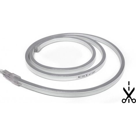 Blanc Froid - 1 mètre de Néon Flexible LED - 220V - 10W - IP67 - (Prise non fournie)