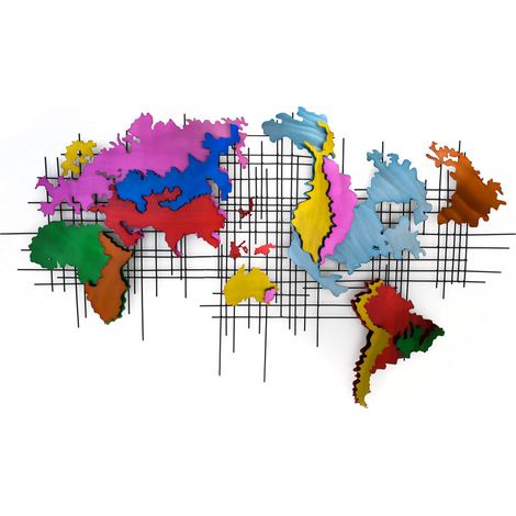Cuadro Mapamundi Gigante Efecto 3D Multicolor 86 x 146 x 7 cm - SpazioLuzio