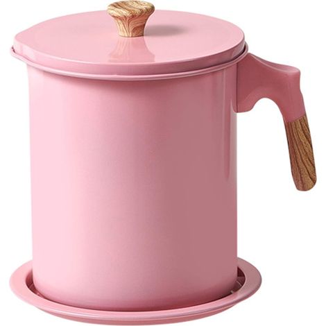 Bacon Grease Container, avec Tamis Conteneur à Graisse 1,4L Huile de Cuisson Bidon Huile de Stockage Grease Keeper avec Filtre, pour Stockage de Graisse de Cuisine, Rose, 1,4 L (1/5)