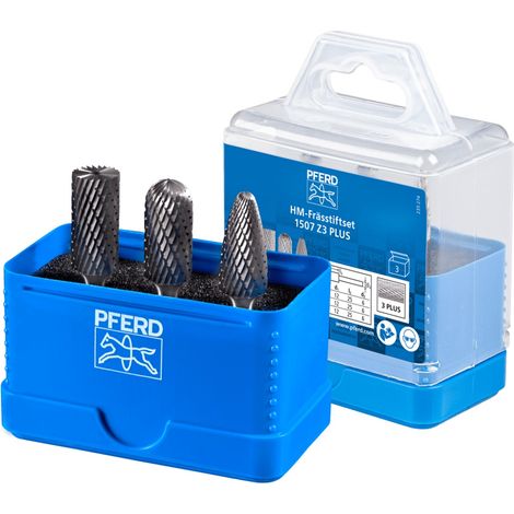 PFERD TOOLS Hartmetall Frässtift Set 1507 Zahnung 3 PLUS 3-tlg. Ø 12mm Schaft-Ø 6 mm universal mittel kreuzverzahnt (1/5)