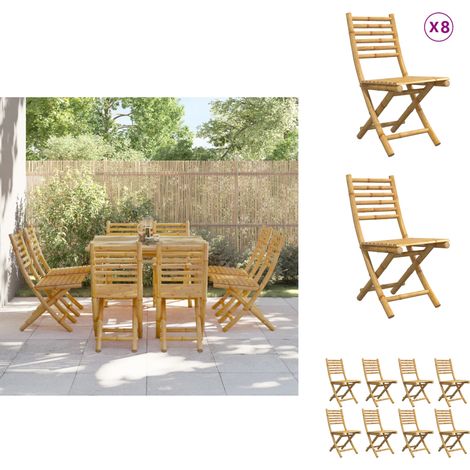 Chaises pliables de jardin lot de 8 43x54x88 cm bambou - Chaise De Jardin - Chaise Pliante - Mobilier De Jardin - Bambout - Terrasse (1/5)