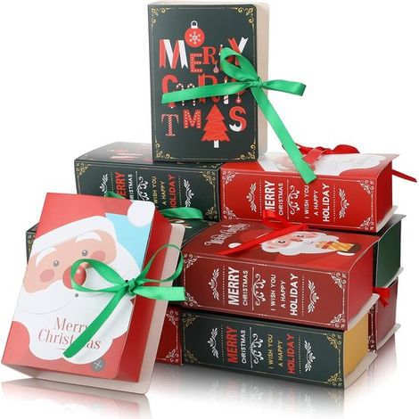 Set di 4 scatole per biscotti natalizi - Scatole regalo natalizie - Confezione regalo natalizia a forma di libro - 8x4 cm - Con nastro e coperchio - C&y storage snoop - per (1/5)