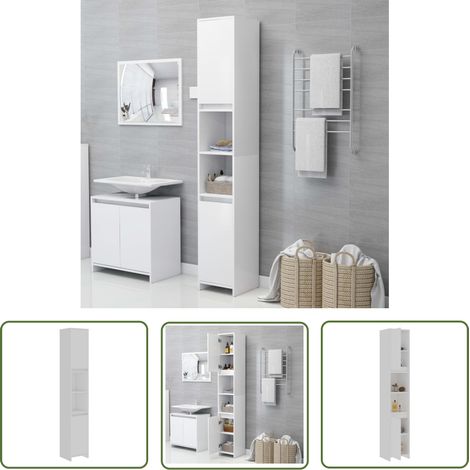 The Living Store Badezimmerschrank Weiß 30x30x183,5 cm Holzwerkstoff - Badezimmermöbel - Holzschrank - Spiegelschrank - Waschtischunterschrank - Stauraum (1/5)