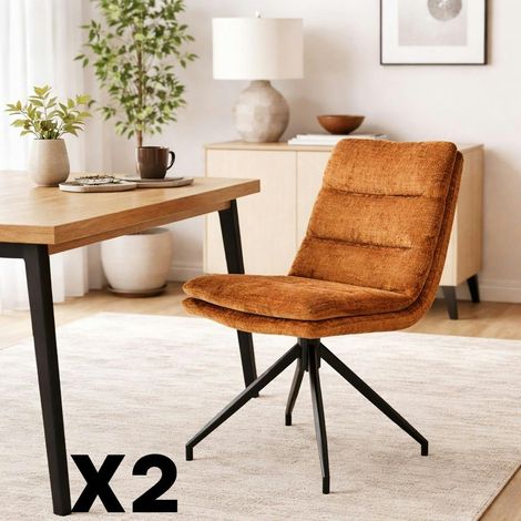 Chaise pivotante rouille en tissu doux texturé (x2) PALERME (1/5)