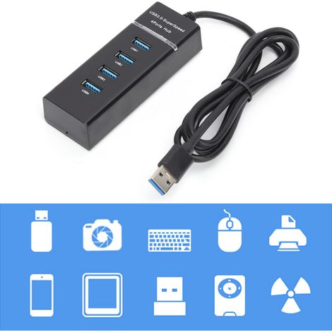 HUB USB 3.0 1 à 4 ports, câble prolongateur mâle vers femelle pour PC et ordinateur portable (1/5)