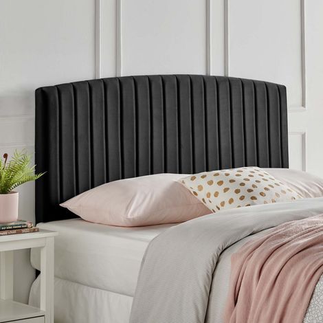 Reet Black Plush Small Double 26 inch Strutted Headboard (1/2)