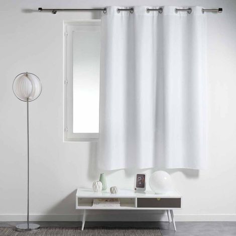Paris Prix – Rideau à œillets blanc 140x180cm – Polyester uni – Fixation à œillets – Pour décoration intérieure