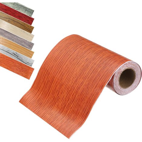 Ruban Grain De Bois, 2" x 16Ft Ruban De Réparation Autoadhésif Simulé Grain De Bois Pour Coin De Mur Table Porte Plinthes Sol Meuble ornementation Intérieure (Orange) (1/5)