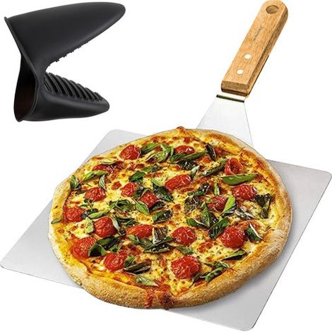 Pizzaschieber mit silikongriff - edelstahl holz