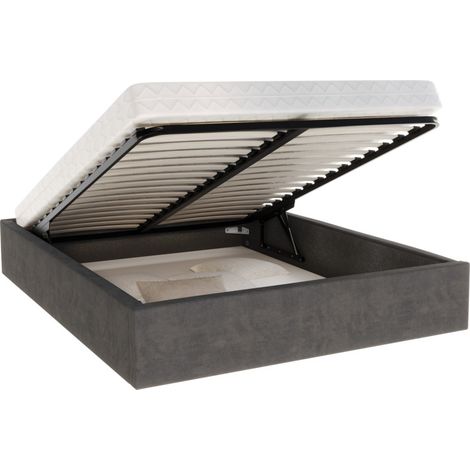 Lit coffre ORLANDO 120x190 - Sommier inclus Gris foncé