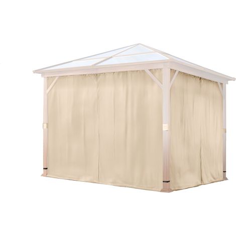 TOOLPORT 4 Seitenteile für Gartenpavillon Forest Deluxe 3x3 m - Polyester ca. 180 g/m² - mit Reißverschluss - champagner (1/5)