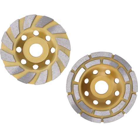 Disque Meulage Diamant 115mm, Lot de 2 Meules Assiettes Double Rangée et Turbo, Disque Abrasif Béton Pierre, Sans Rondelle (1/5)