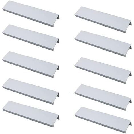 (Blanc)Lot de 10 Poignée Noir Poignée de Meuble Noir- Poignée Invisible Poignee de Meuble Cuisine Noir Poignée Meuble Noir Mat en Alliage d'Aluminium Entraxe 128mm