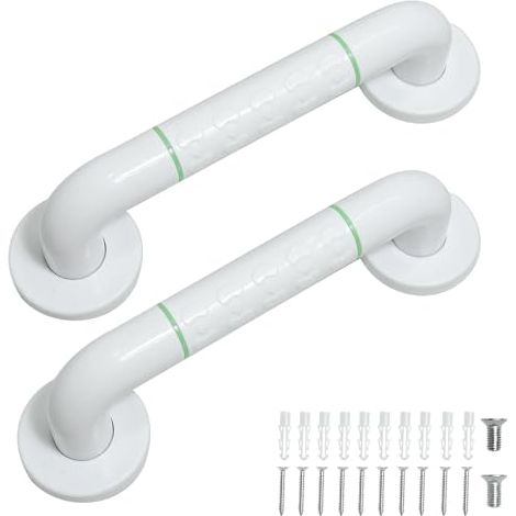 Haltegriff für Senioren, 2er-Set Duschhaltegriffe 30 cm – Weiß – Haltegriff für Badezimmertoilette aus Edelstahl, Haltegriff für die Dusche