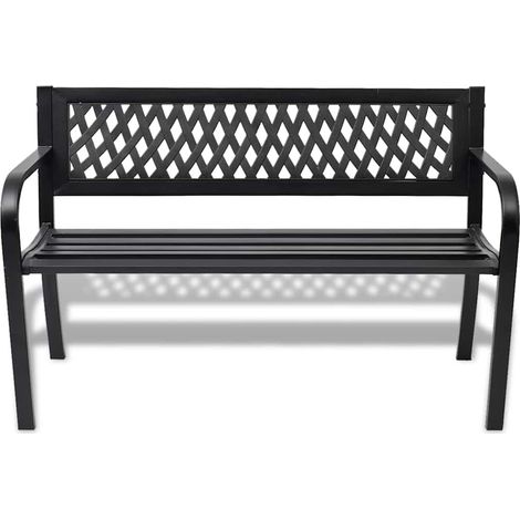 Maison Exclusive - Panchina da Giardino 118 cm in Acciaio Nera (1/4)