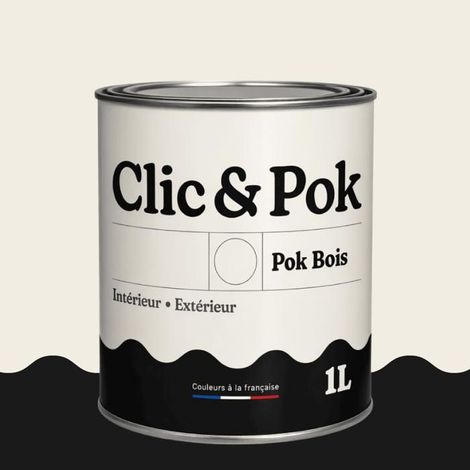 Peinture Bois Extérieur – POK BOIS - 1L - RAL 9010 - Blanc pur- Résistante aux intempéries - Ne s'écaille pas