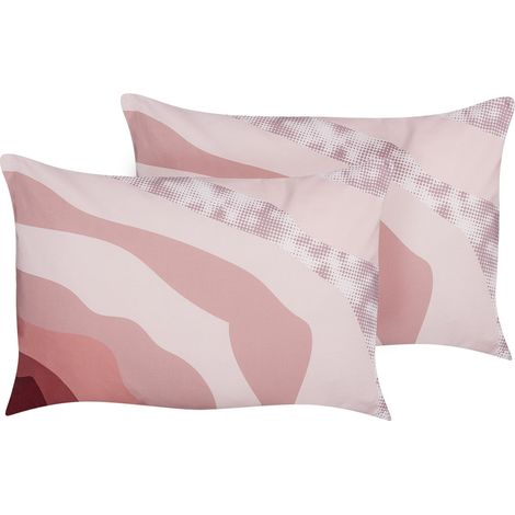 Set di 2 cuscini da giardino per esterni in poliestere con motivo astratto rosa 40 x 60 cm Campei
