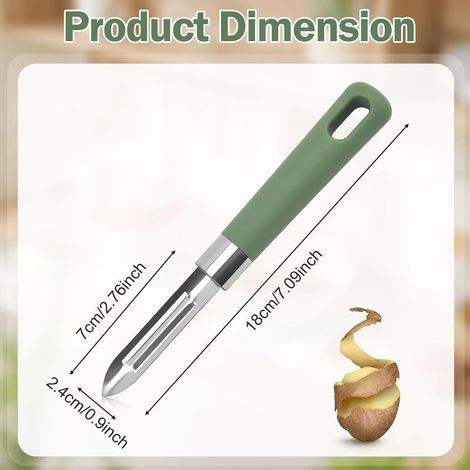 Pelapatate verde per uso domestico con manico in PP, ideale per patate, frutta e verdura. (1/5)