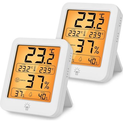 Termometro digitale per ambienti, 2 pezzi, con igrostato e display a emoticon per monitorare il clima della stanza (1/5)