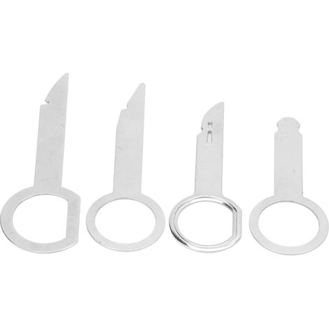 Kit de 4 clés universelles en acier inoxydable pour l'extraction d'autoradios Ford. Clés de déverrouillage de lecteur CD compatibles. (1/5)