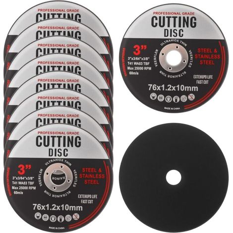 Disques de Coupe de 76 mm pour Meuleuse d'Angle, Lot de 10 Disques à Tronçonner pour Coupe Rapide de l'aluminium du Métal Bois Fer l'acier (1/5)