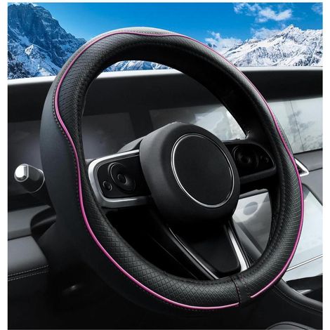 Lenkradbezug Schwarz-Rosa für 37-38 cm Lenkräder, rutschfest (1/5)