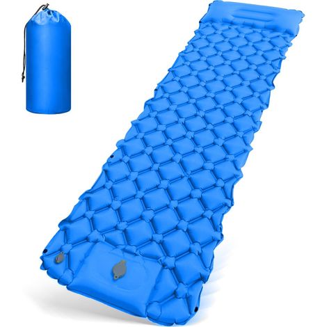 Materassino gonfiabile, materassino da campeggio autogonfiabile, materassino da campeggio portatile, materassino ad aria ultraleggero con pompa a pedale e cuscino, 195 cm x 60 cm x 5 cm, per uso ester (1/5)