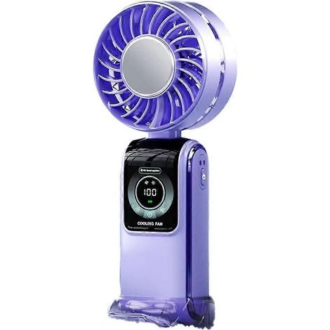 Hochwertiger tragbarer Ventilator mit Digitalanzeige, schnell kühlenden Kühlakkus und faltbarem Design – ideal für Reisen und Outdoor-Aktivitäten. (1/5)