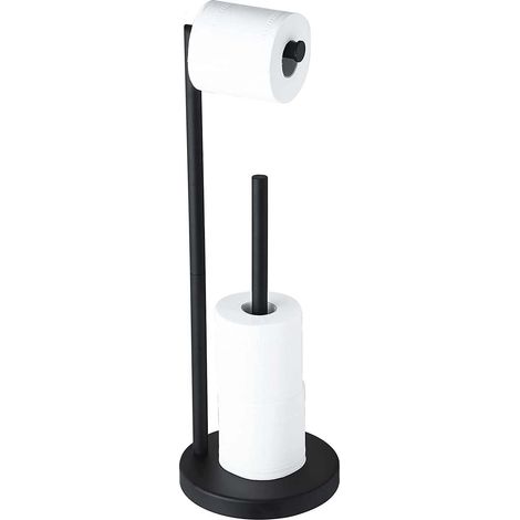 Freistehender Toilettenpapierhalter aus Edelstahl mit 3-Rollen-Spender, Badezimmeraccessoires – schwarz (1/5)