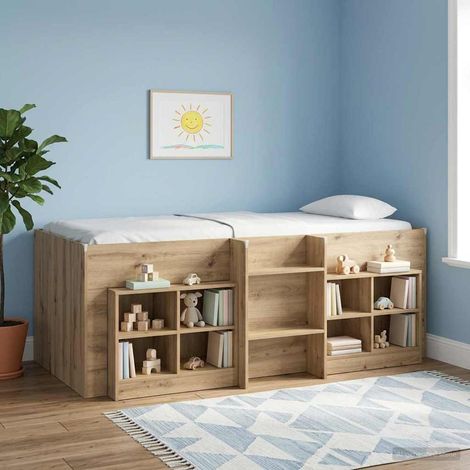 vidaXL Hochbett für Kinder Artisan-Eiche 75 x 190 cm Holzwerkstoff (1/5)