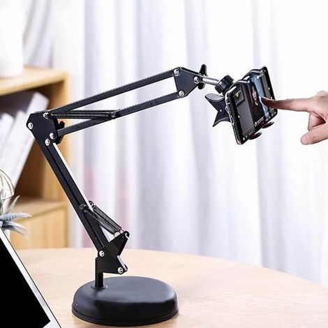 Universeller, flexibler, einziehbarer Handyhalter, korrosionsbeständige Metall-Tischhalterung, robuster Gelenkarm, stabiler Smartphone-Halter. (1/4)