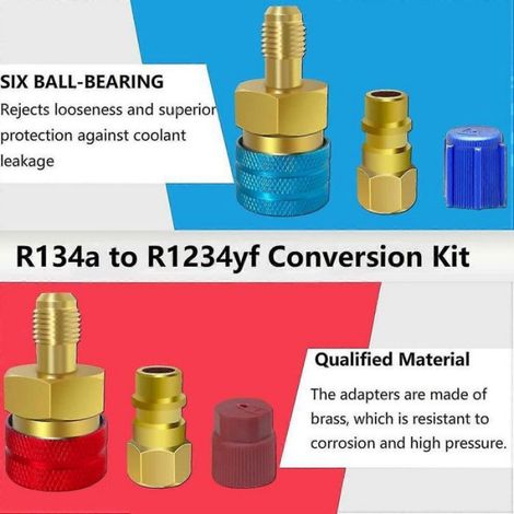 Adaptateur R1234YF Vers R134A - Raccord Rapide Basse Et Haute Pression - Pour Recharge Climatisation Automobile - Kit Complet ×2 (1/5)