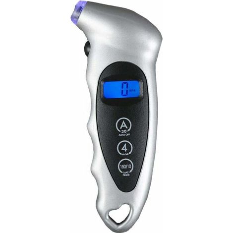 Manomètre numérique portable pour pneus, 4 paramètres, pour voiture, camion et vélo, avec écran LCD rétroéclairé et manomètre antidérapant (blanc) (1/5)