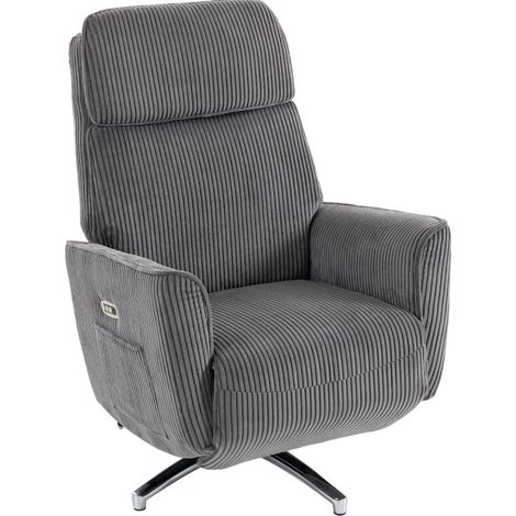 Poltrona relax elettrica girevole con funzione reclinabile, doppio motore, grigio scuro, MODENUIT (1/4)