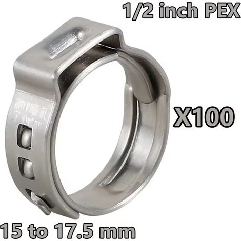 100 1/2 Zoll PEX-Rohrschellen, Schnellverschlussschellen aus Edelstahl 304, universelle PEX-Rohrschellen.