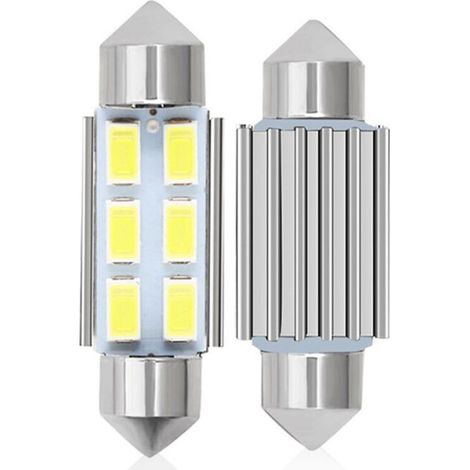 Ulisem Lot de 4 ampoules LED C5W 36 mm 5630 SMD 6 LED pour plafonnier, DC 12 V, blanc, pour voiture (1/4)