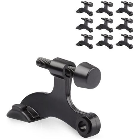 Un ensemble de 10 butées de porte à charnières - robustes, durables et réglables, avec pieds en caoutchouc, noires.
