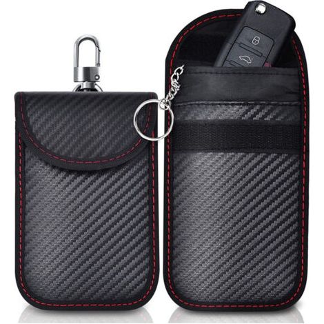 BUNTHAUS Etui Anti RFID Clé Voiture Signal Blocage Faraday Pochette Sac, Lot de 2 Pochettes Blocage Signal RFID pour Clé Voiture, Étui de Protection Anti RFID en Fibre de Carbone (1/5)