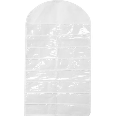 Pochette de rangement portable à 32 poches double face pour colliers et boucles d'oreilles, armoire murale, blanche (1/5)