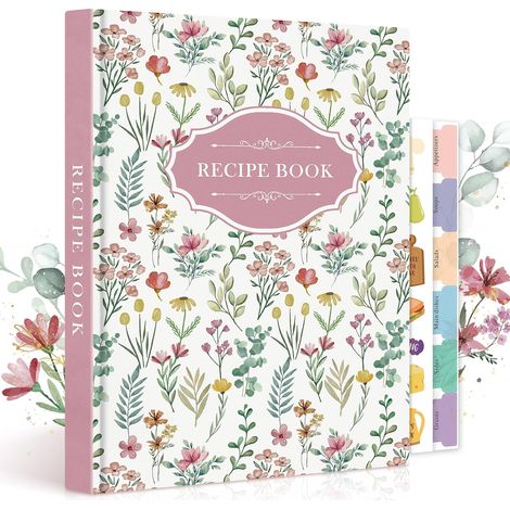 B5 Journal de Recettes à Remplir, Carnet Recette pour Enregistrer vos Propres Recettes, Livre Cahier de Recettes Cuisine et Blanc, Livre Recette Vierge, Recipe Book Cookbook, Rose, Anglaise (1/5)