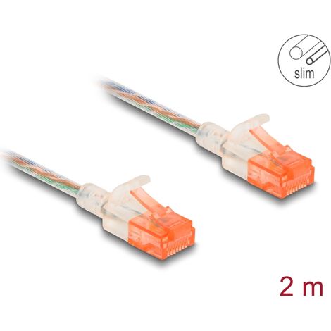 Delock Cable de red RJ45 Cat.6A U/UTP Slim 2 m transparente