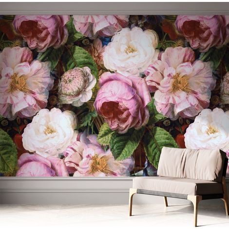Tapete Selbstklebend - abwaschbar - trendige Wanddeko - elegant Fototapete Blumeneleganz 312x219 cm (1/5)