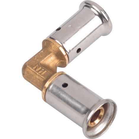 Coude égal multicouche à sertir Henco - Diamètre 16 mm - Laiton (1/5)