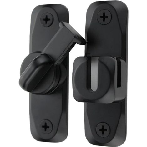 Serrure de porte en acier inoxydable pivotante à 90 degrés - noir - Verrou avec vis pour portes coulissantes, portes de salle de bain (1/5)